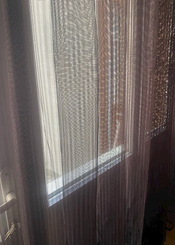 Taç kahverengi Modern Düz Tül Perde - Görsel 2