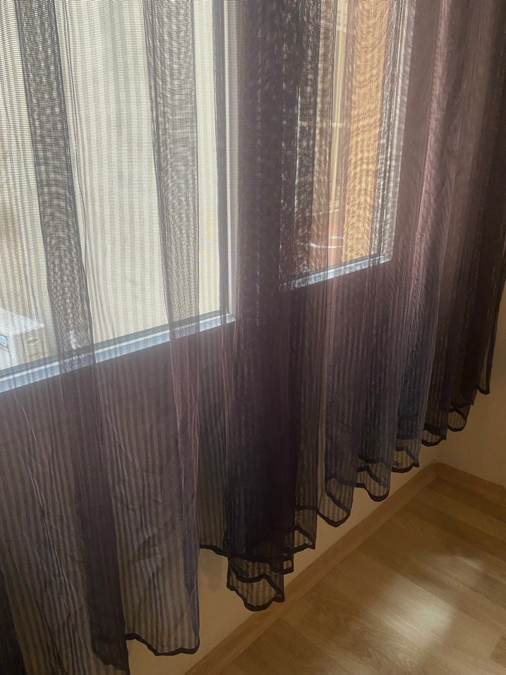 Taç kahverengi Modern Düz Tül Perde - Görsel 4