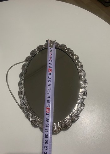 Gümüş Gri İşlemeli Metal Zincirli ayna - Görsel 3