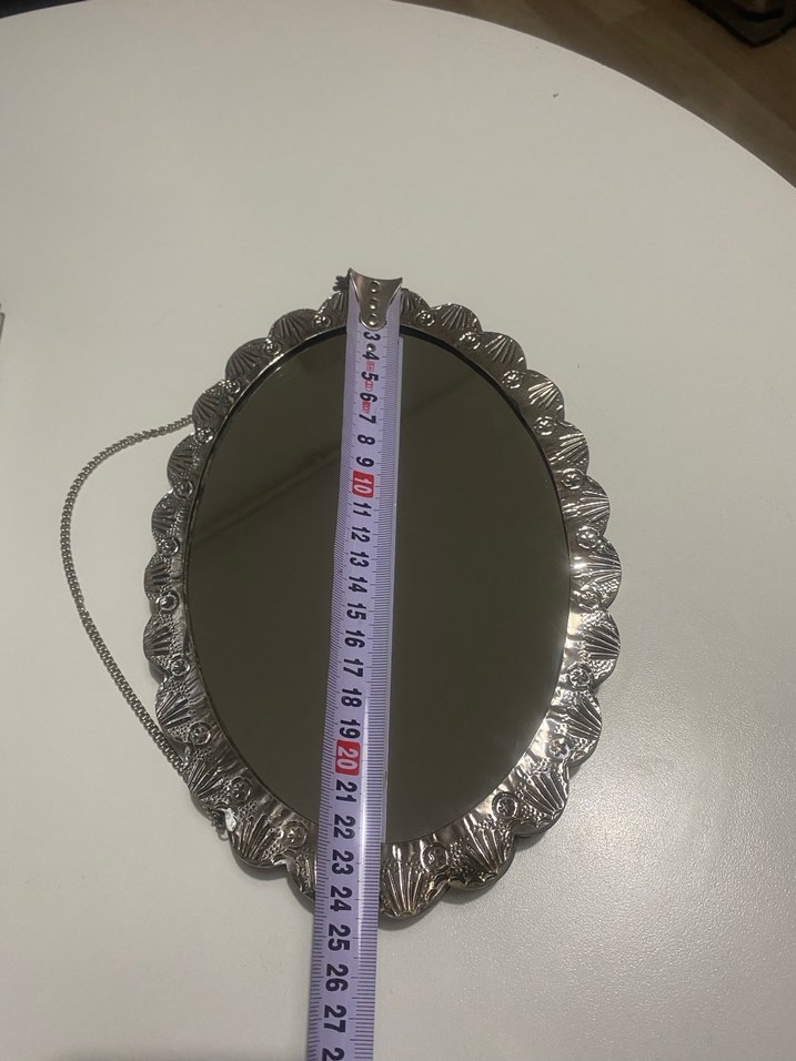 Gümüş Gri İşlemeli Metal Zincirli ayna - Görsel 3