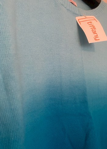 Tiffany Mavi Desenli Triko Kadın Kazak - Görsel 7