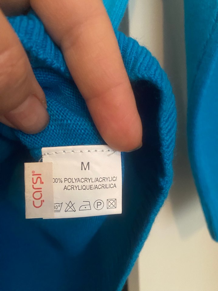 Tiffany Mavi Desenli Triko Kadın Kazak - Görsel 3