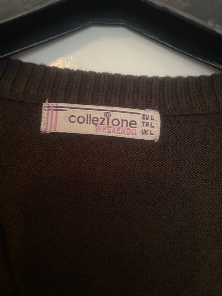 Collezione Kahverengi V Yaka Örgü Kadın Süveter - Görsel 2