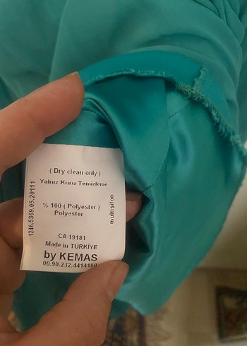 Kemas Kadın Turkuaz Uzun Drapeli Abiye Elbise - Görsel 9