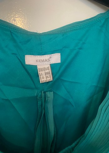 Kemas Kadın Turkuaz Uzun Drapeli Abiye Elbise - Görsel 2