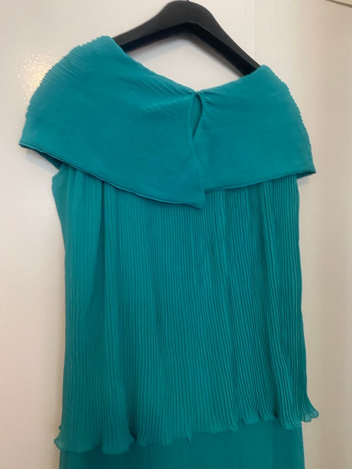 Kemas Kadın Turkuaz Uzun Drapeli Abiye Elbise - Görsel 5