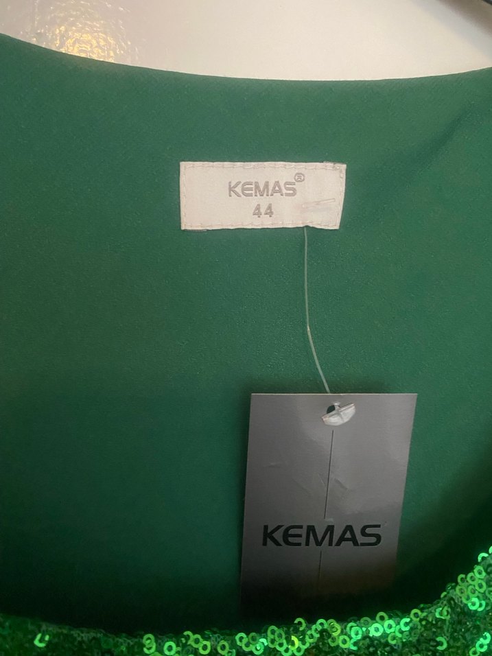 Kemas Parlak Yeşil Uzun Kadın Abiye Elbise - Görsel 2