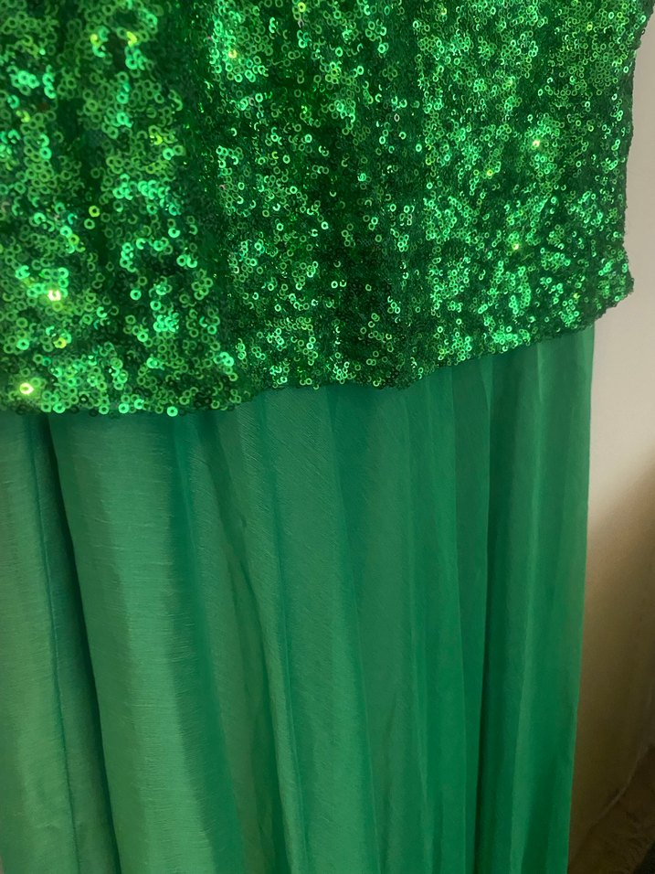 Kemas Parlak Yeşil Uzun Kadın Abiye Elbise - Görsel 4