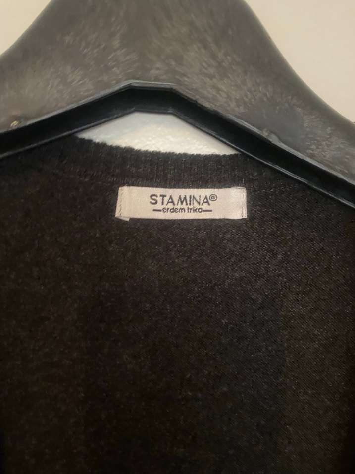 Stamina Bordo V Yaka Kadın Triko Süveter - Görsel 2