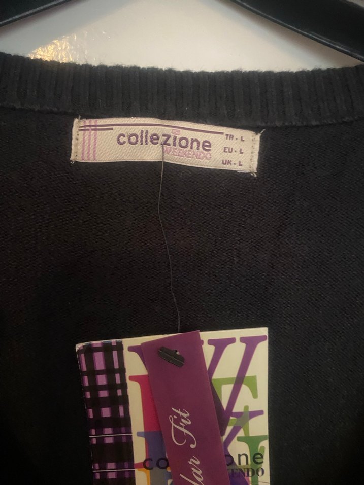 Collezione Siyah V Yaka Triko Kadın Süveter - Görsel 2