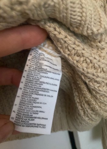 H&m Bej Örgü Kadın Yüksek Yaka Kazak - Görsel 4