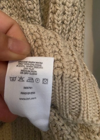 H&m Bej Örgü Kadın Yüksek Yaka Kazak - Görsel 5