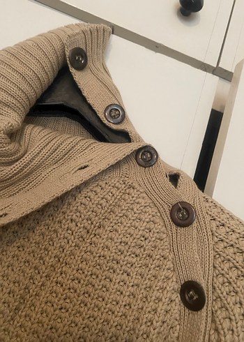 H&m Bej Örgü Kadın Yüksek Yaka Kazak - Görsel 3