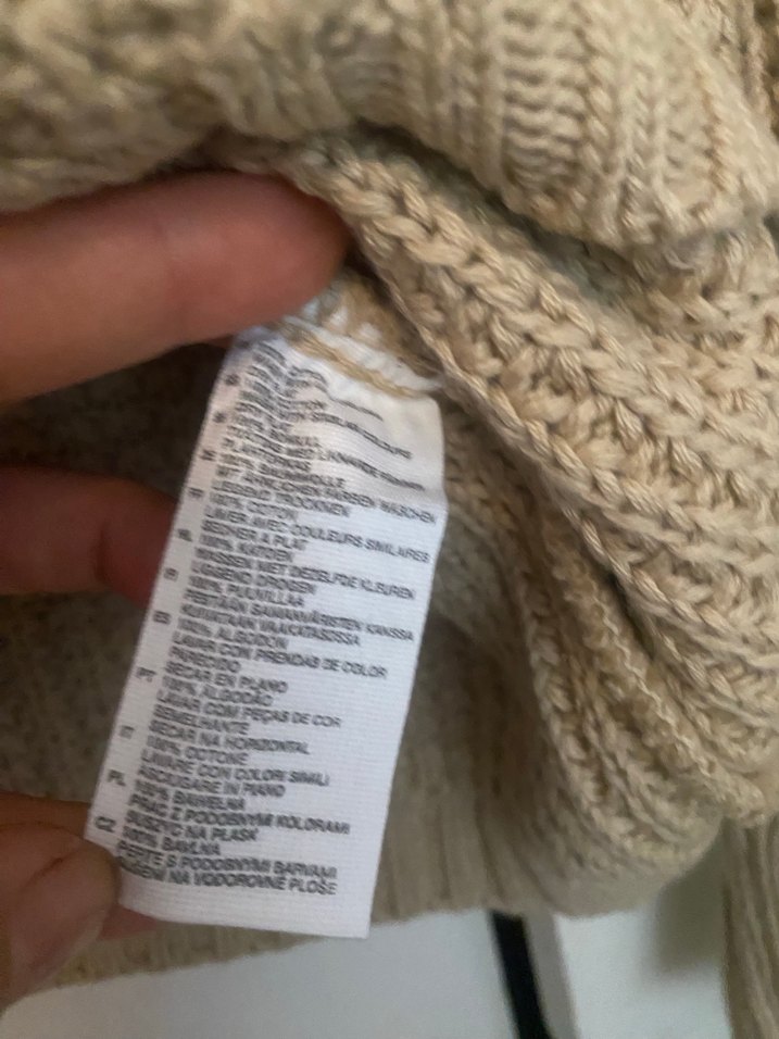 H&m Bej Örgü Kadın Yüksek Yaka Kazak - Görsel 4