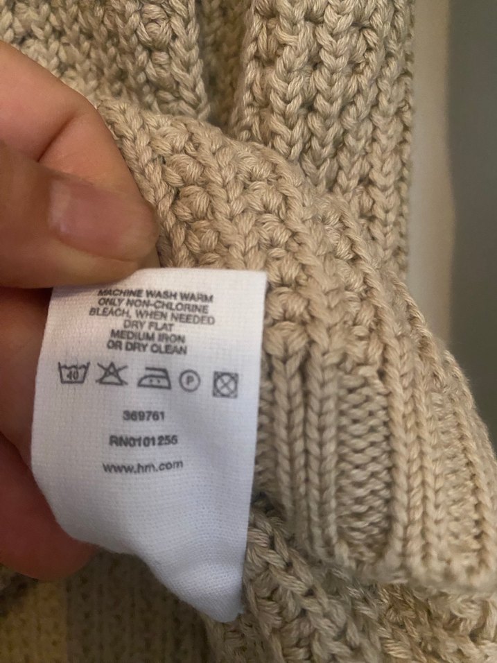 H&m Bej Örgü Kadın Yüksek Yaka Kazak - Görsel 5