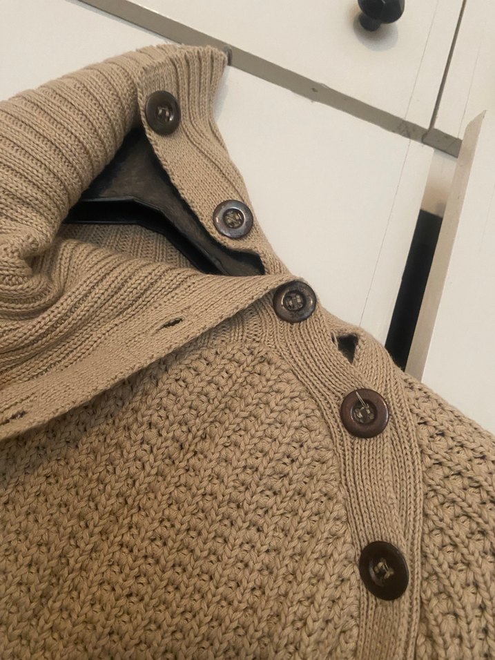 H&m Bej Örgü Kadın Yüksek Yaka Kazak - Görsel 3