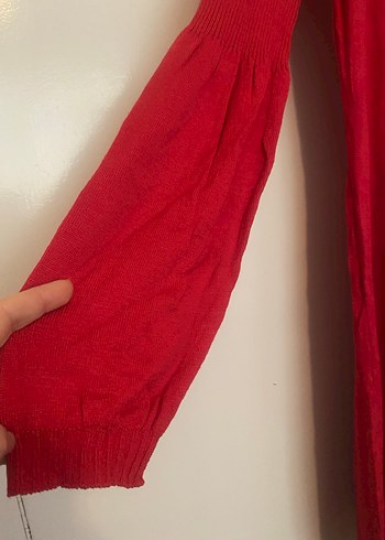 Kırmızı Uzun Kollu Midi Triko Elbise - Görsel 4