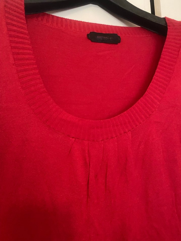 Kırmızı Uzun Kollu Midi Triko Elbise - Görsel 5