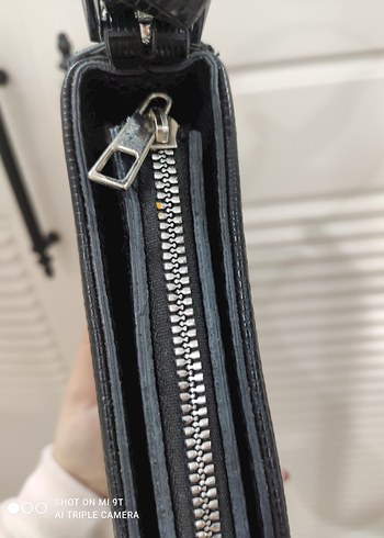 Siyah Yılan Desenli Deri Kadın Çanta - Görsel 2