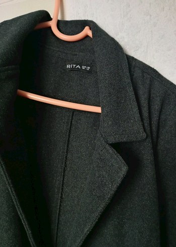 Düğmeli Gri Uzun Kadın Kaban - Görsel 4