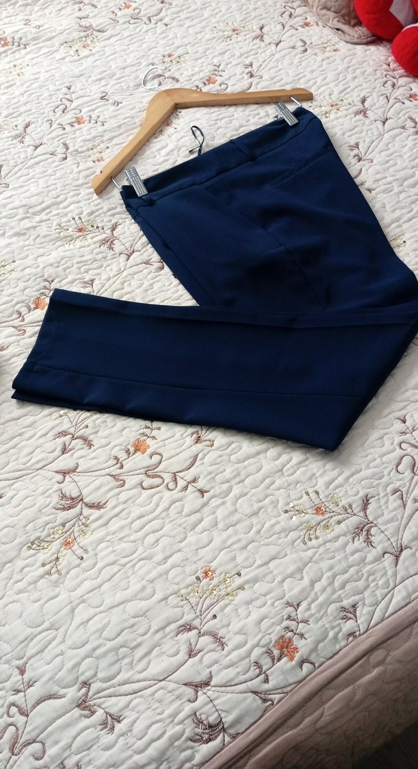 Kadın Lacivert Midi Kumaş Pantolon - Görsel 3