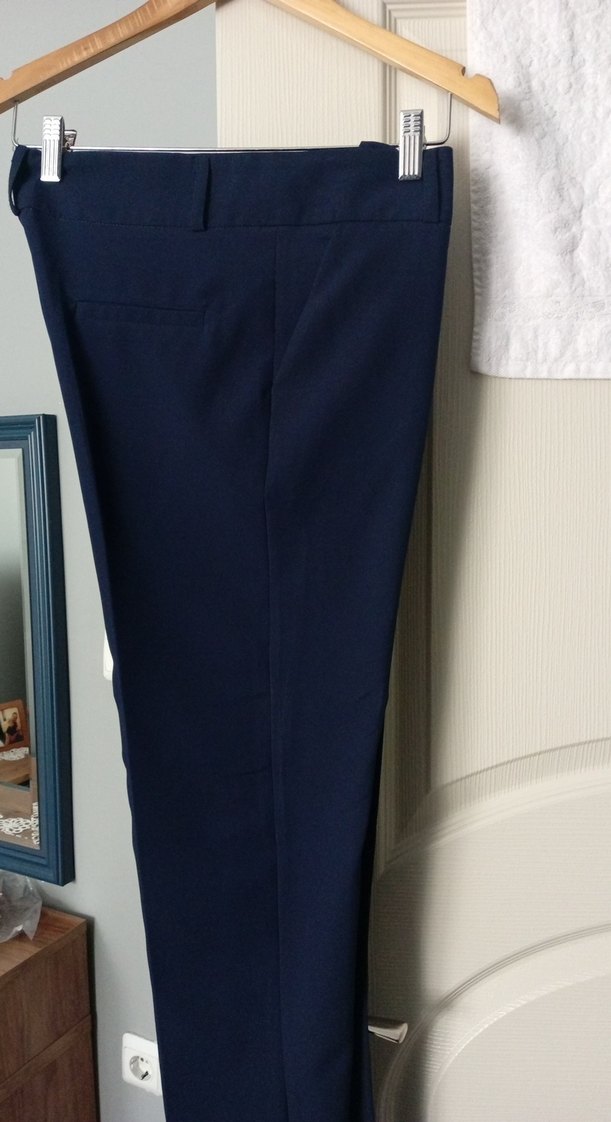 Kadın Lacivert Midi Kumaş Pantolon - Görsel 2