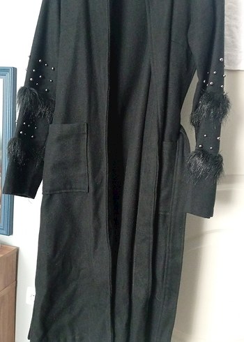 Siyah Uzun Kürklü Kadın Kaban - Görsel 3