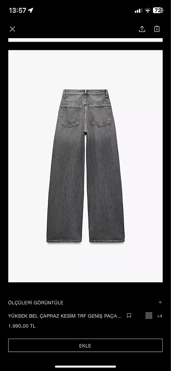 Zara Zara kot pantolon çapraz kesim 36 beden
