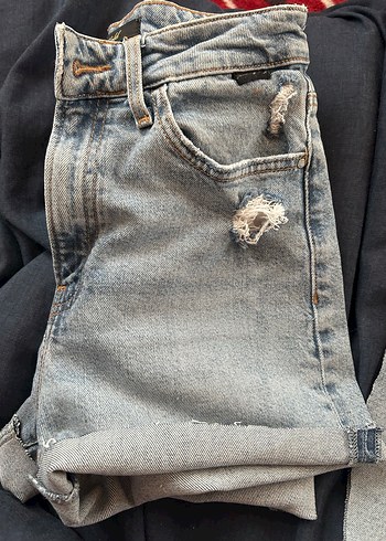 Gri Midi Kadın Kot Şort - Görsel 3