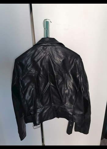 l Beden Bershka Siyah Kadın Deri Biker Ceket