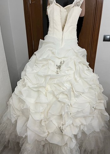 Beyaz Straplez Prenses Gelinlik - Görsel 5