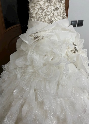 Beyaz Straplez Prenses Gelinlik - Görsel 7