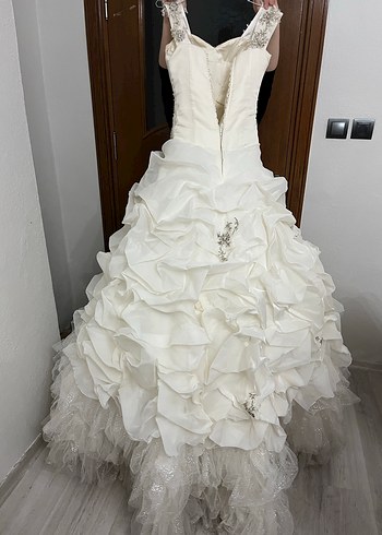 Beyaz Straplez Prenses Gelinlik - Görsel 6