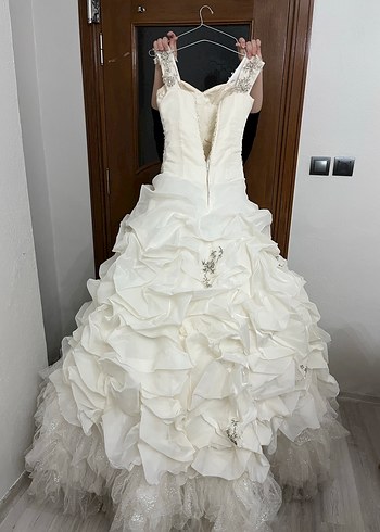 Beyaz Straplez Prenses Gelinlik - Görsel 8