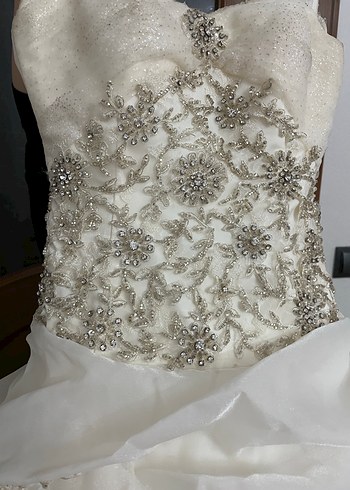 Beyaz Straplez Prenses Gelinlik - Görsel 3