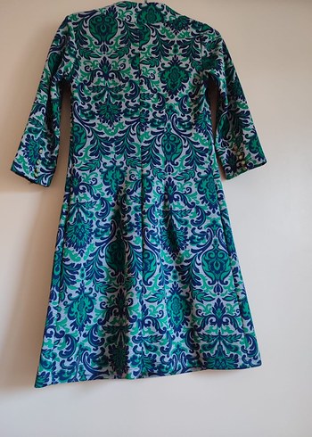 Uzun Turkuaz Bohem ofis elbisesi - Görsel 2