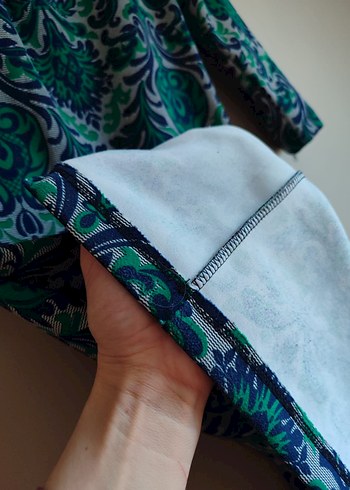 Uzun Turkuaz Bohem ofis elbisesi - Görsel 5