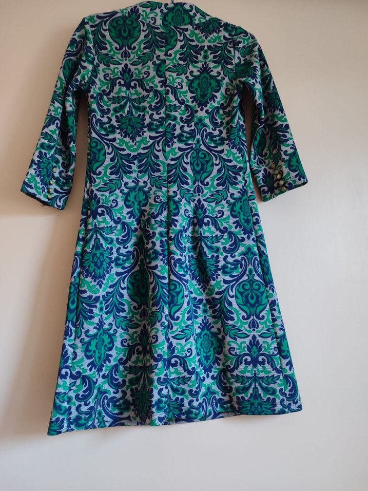 Uzun Turkuaz Bohem ofis elbisesi - Görsel 2