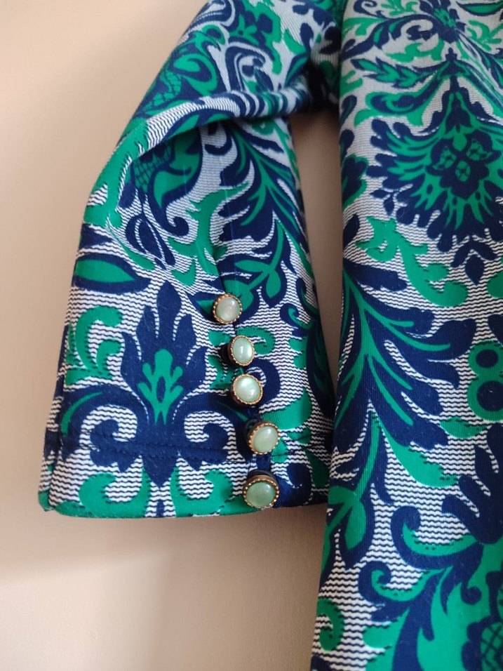 Uzun Turkuaz Bohem ofis elbisesi - Görsel 3