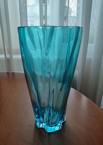 Paşabahçe el yapımı turkuaz Renkli girdap Vazo - Görsel 2