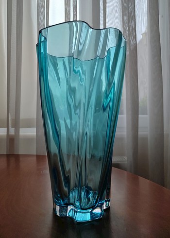 Paşabahçe el yapımı turkuaz Renkli girdap Vazo - Görsel 4