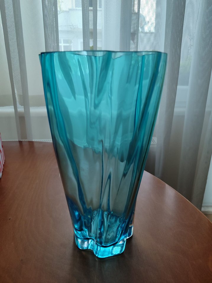 Paşabahçe el yapımı turkuaz Renkli girdap Vazo - Görsel 2