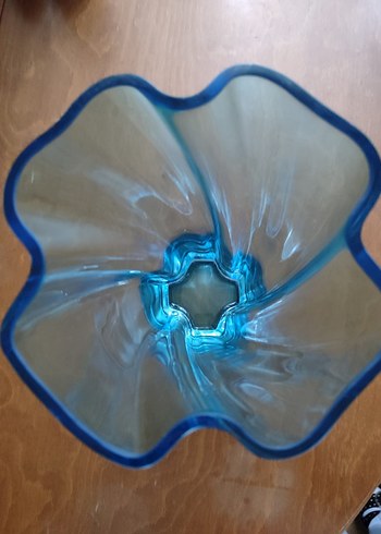 Paşabahçe el yapımı girdap turkuaz vazo - Görsel 3