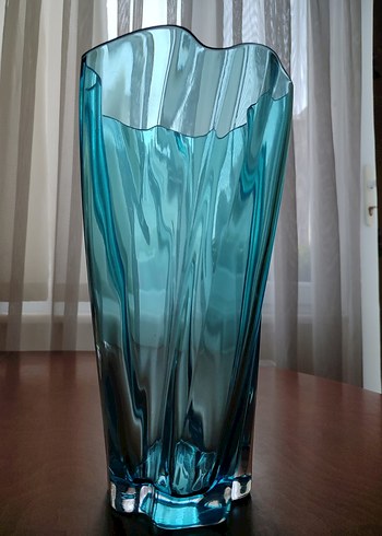 Paşabahçe el yapımı girdap turkuaz vazo - Görsel 2