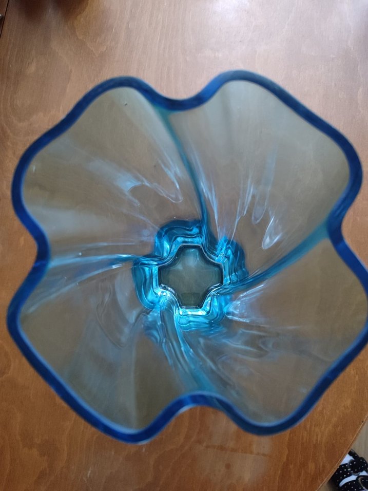 Paşabahçe el yapımı girdap turkuaz vazo - Görsel 5