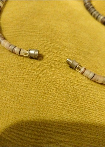 Bej Gri Boncuklu Kolye - Görsel 5