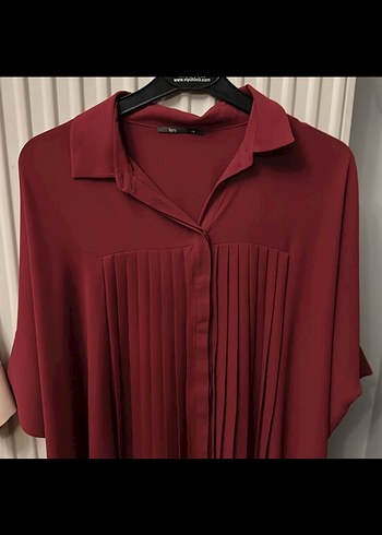 Bordo Piliseli V Yaka Kadın Bluz - Görsel 2