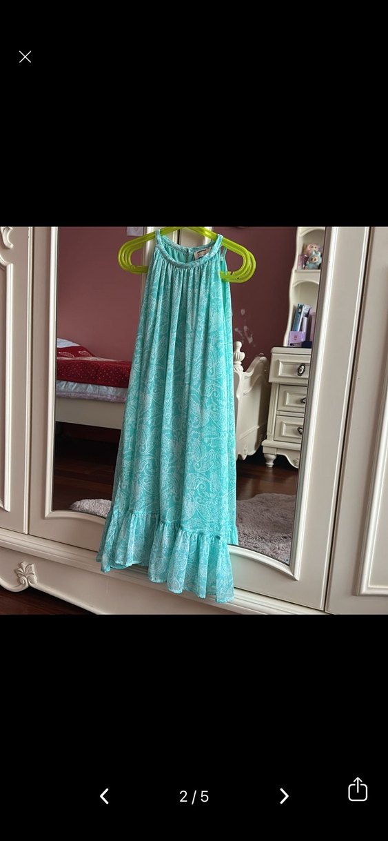 Turkuaz Kolsuz Bohem Kız Elbisesi - Görsel 4