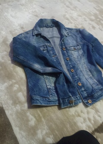 xs Beden Düğmeli Mavi Kadın Denim Ceket