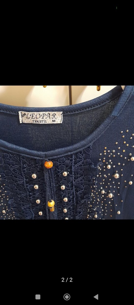 Boncuk İşlemeli Lacivert Kadın Uzun Kollu Tunik - Görsel 2